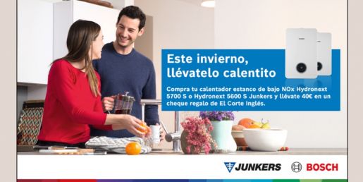Regalos al comprar un calentador estanco de bajo NOx Hydronext de Junkers Bosch