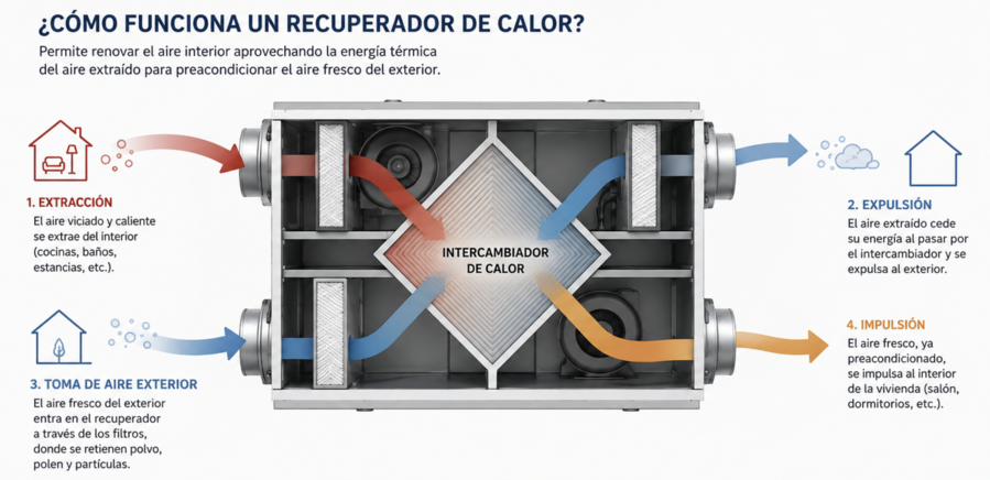 funcionamiento recuperador de calor