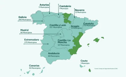 El Centro de Seguridad Nuclear aprueba el mapa oficial del radón: casi 1.700 municipios deben medirlo y controlarlo en centros de trabajo