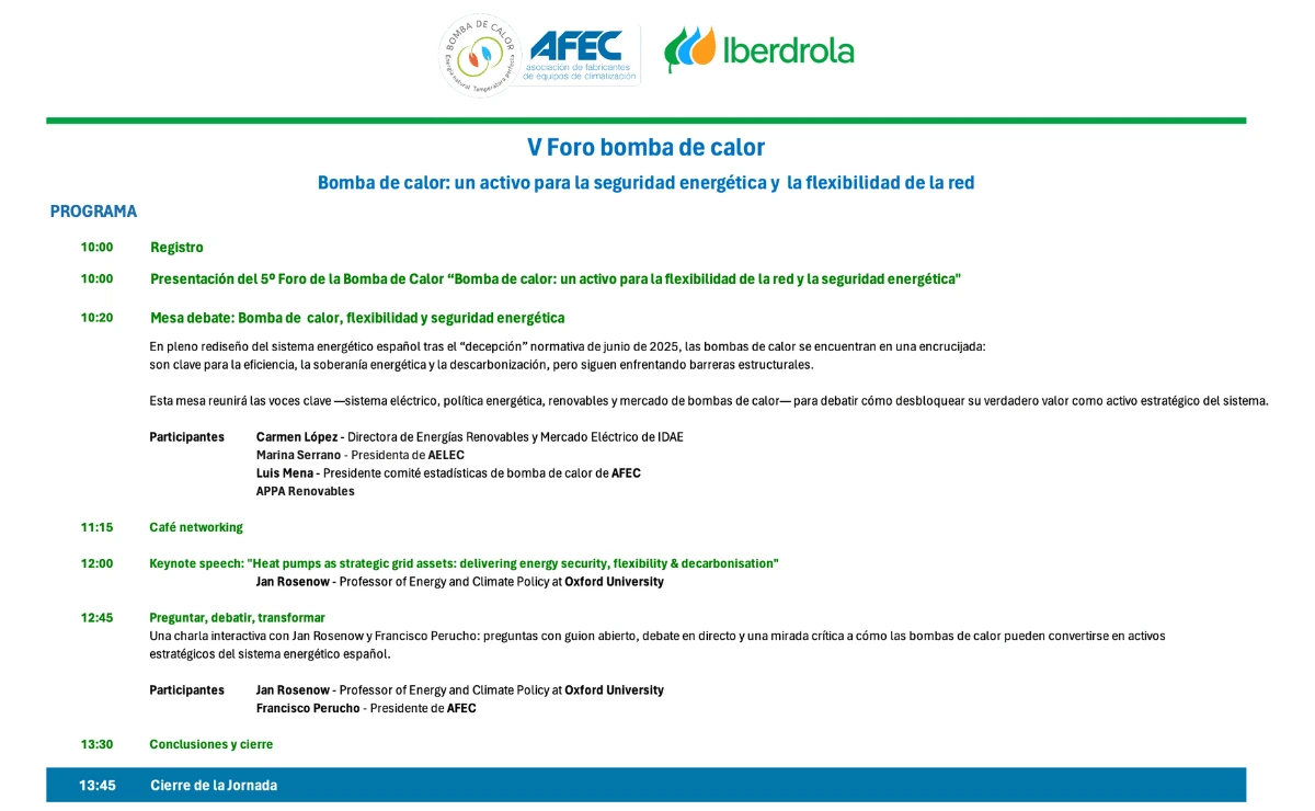 el v foro de la bomba de calor en madrid