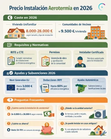 infografia precio instalacion aerotermia 2026