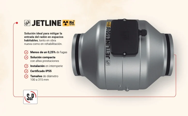 jetline radon de soler y palau para mitigar gas radon