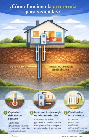 infografia como funciona geotermia para viviendas