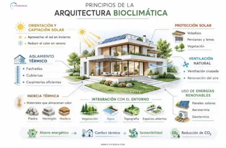 infografia principios arquitectura bioclimatica
